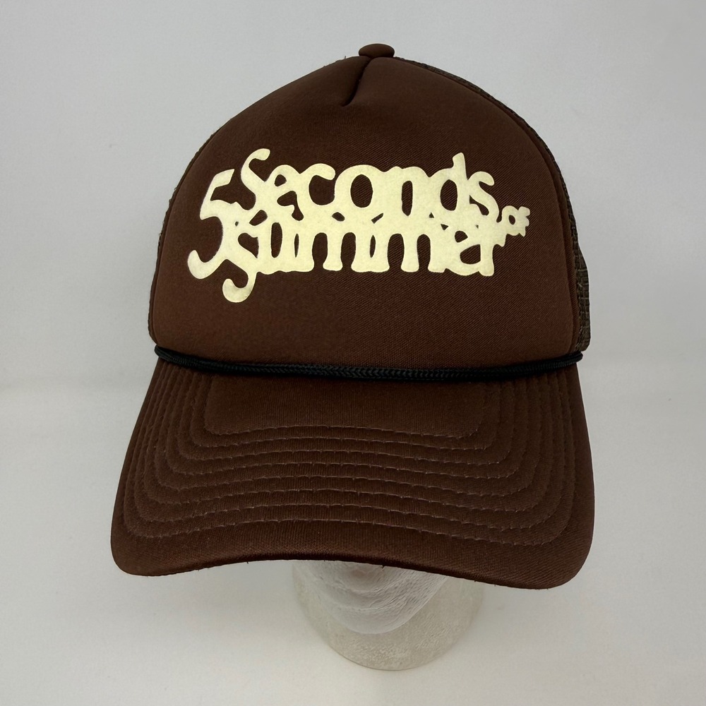 5 Seconds of Summer 5SOS Brown Trucker Hat Band Merch Snapback Mesh Cap Logo